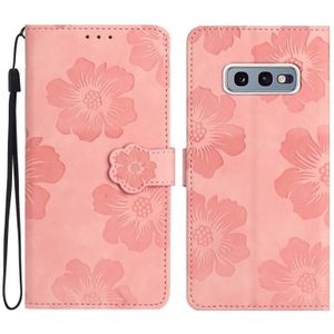 Voor Samsung Galaxy S10e Bloem Embossing Patroon Lederen Telefoon Case(Roze)
