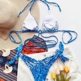 Leopard Print Bikini Badpak met riemen (kleur: blauwe maat: M)