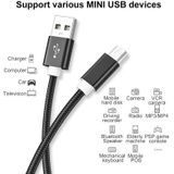 5 stks Mini USB naar USB Een geweven gegevens / laadkabel voor MP3  Camera  Auto DVR  Lengte: 1.5m (ROSE GOUD)
