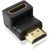 HDMI 19Pin Mannelijk naar HDMI 19Pin Female Hoekadapter 90 graden (verguld) (zwart)