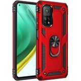 Voor Xiaomi Mi 10T Pro 5G Schokbestendige TPU + PC Beschermhoes met 360 Graden Roterende Houder (Rood)