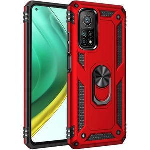 Voor Xiaomi Mi 10T Pro 5G Schokbestendige TPU + PC Beschermhoes met 360 Graden Roterende Houder (Rood)