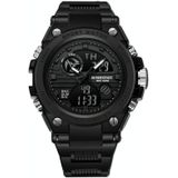 BINBOND B885 Outdoor Sports Timing Dual-Display waterdichte elektronische horloges (zwart-zwart-zwart)