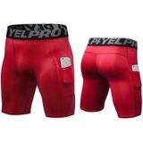 Sports Running Training Zweet Wicking Quick Drying Stretch Strakke Shorts Met Pocket (Kleur: Rood formaat: L)