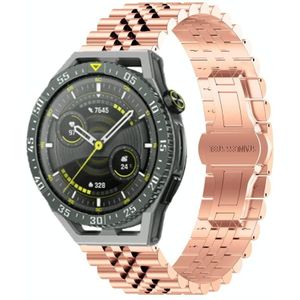Voor Huawei Watch GT3 SE Five Bull halfronde roestvrijstalen horlogeband + riemverwijderingsgereedschap (rosgoud)