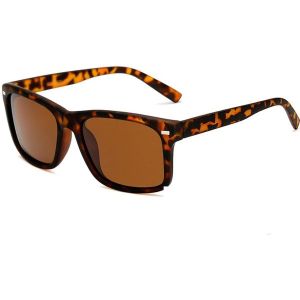 2 PCS Mannen gepolariseerde zonnebril Night Vision Anti-schittering Driving Zonnebril Bril (Matte Leopard Frame Brown Lens)
