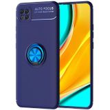 Voor Xiaomi Poco C3 Metalen Ring Houder 360 graden roterende TPU-behuizing (Blauw+Blauw)