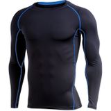 SIGETU Mannen Lange Mouw Sneldrogende Sportkleding (Kleur:Zwart Blauw Formaat:XXXXL)