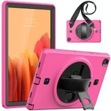 For Samsung Galaxy Tab A7 10.4 T500 / T505 Shockproof TPU + PC Tablet Case with Holder & Pen Slot & Shoulder Strap(Rose Red)