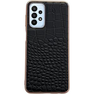 Voor Samsung Galaxy A13 4G Krokodil Textuur Echt Leer Nano Galvaniseren Telefoon Case (Zwart)