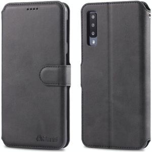 Voor Galaxy A70/A7 2019 AZNS kalf textuur magnetische horizontale Flip PU lederen draagtas met houder & kaartsleuven & fotolijstjes (zwart)