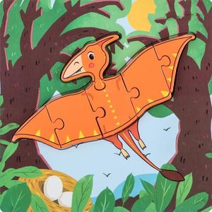 2 PCS houten 3D Stereo Dinosaurus Puzzel Kinderen Educatieve Vroeg Onderwijs Speelgoed (Pterodactyl)