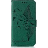 Feather patroon Litchi textuur horizontale Flip lederen draagtas met portemonnee & houder & kaartsleuven voor Xiaomi mi CC9 (groen)