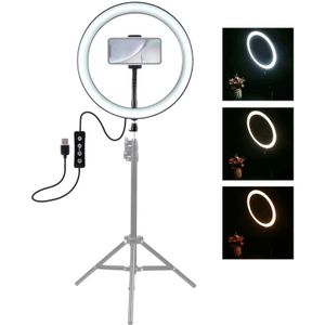 PULUZ 12 inch USB 3 modi Dimbare LED ring VLogging Selfie fotografie video-verlichting met koude schoen statief bal hoofd & telefoon klem