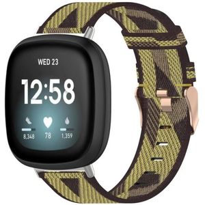 Voor Fitbit Versa 4/Sense 2 Universele nylon geweven canvas horlogeband (gele strepen)