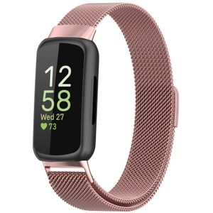 Voor Fitbit Inspire 3 Milanese metalen horlogeband (roze roze)