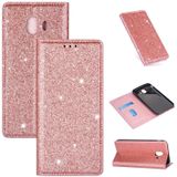 Voor Samsung Galaxy J4 (2018) Ultrathin Glitter Magnetic Horizontal Flip Leather Case met Holder & Card Slots (Rose Gold)