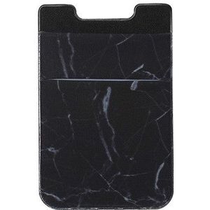 Marmeren patroon weg stretch telefoon terug plastic kaarthouder Sticky telefoon clip (zwart)