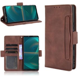 Voor Sony Xperia 5 III Huid Feel Calf Patroon Horizontale Flip Leren Case met Houder & Card Slots & Fotolijst (Bruin)