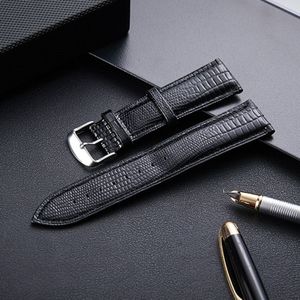 Hagedis textuur lederen riem vervanging horlogeband  grootte: 24mm (zwart)