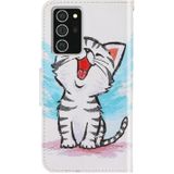 Voor Samsung Galaxy Note20 3D Gekleurde tekening horizontale flip PU lederen hoes met Holder & Card Slots & Wallet (Red Mouth Cat)