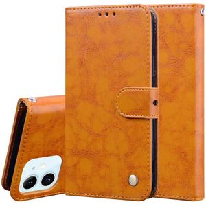 Business Style Olie Wax Textuur Horizontale Flip Lederen case met houder & kaartslots & portemonnee voor iPhone 12 mini(Geel)