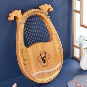 Houten mahonie lyre harp beginner muziekinstrument  stijl: 16 snaren klassieke herten hout kleur