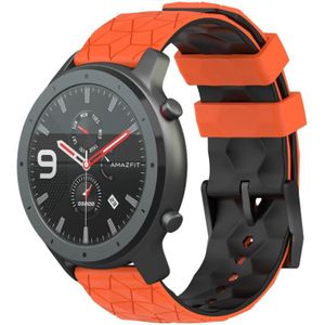 Voor Amazfit GTR 47 mm 22 mm voetbaltextuur tweekleurige siliconen horlogeband (oranje + zwart)