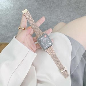 Kleur Matching Seven Beads Steel Vervanging Strap Horlogeband voor Apple Watch Series 6 & SE & 5 & 4 40mm / 3 & 2 & 1 38mm (ROSE GOUD)
