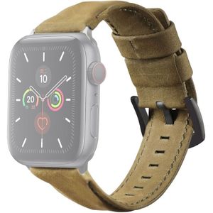 Voor Apple Watch 5 & 4 44mm / 3 & 2 & 1 42mm Echte lederen vervangende band Horlogeband (Army Green)