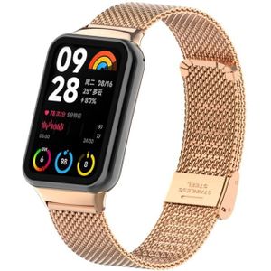 Voor Xiaomi Mi Band 8 Pro 18 mm stalen gaasgesp metalen horlogeband (ros goud)