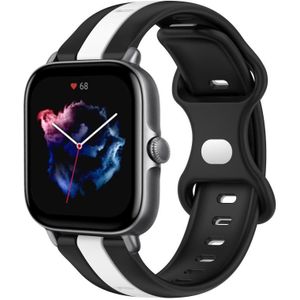 Voor Amazfit GTS 3 20 mm vlindergesp tweekleurige siliconen horlogeband (zwart + wit)