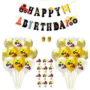 Bouw trekker opblaasbare lucht ballonnen verjaardag graafmachine voertuig banners baby douche Kids jongens Birthday Party Supplies  pak: pak acht