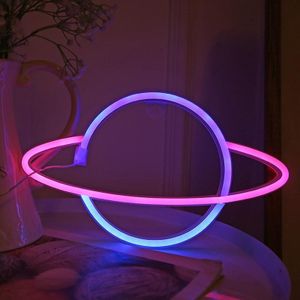 LED Gepersonaliseerde Neon Decoratieve Licht Modellering Licht USB-batterijdoos Dual Doel  Spec: Planet