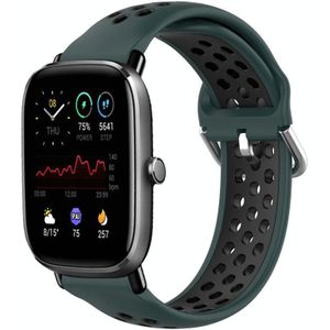 Voor Amazfit GTS 4 Mini 20 mm geperforeerde ademende sport siliconen horlogeband (olijfgroen + zwart)