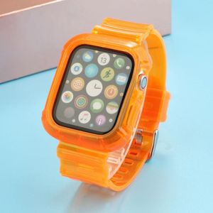Transparante TPU Gentegreerde vervangende horlogeband voor Apple Watch Series 6 & SE & 5 & 4 40mm / 3 & 2 & 1 38mm(oranje)