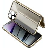 Voor iPhone 14 Pro Anti-gluren Magnetisch Gehard Glas Telefoon Case (Goud)