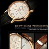 Yazole 355 twee-ogen lichtgevende bedrijfsmensen Quartz horloge (zwarte lade bruine riem)