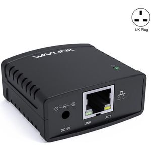 WAVLINK NU72P11 100 Mbps netwerkprintserver USB 2.0 netwerkprinter voedingsadapter (UK-stekker)