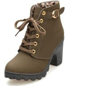 Fashion Square hoge hakken effen kleur sneakers vrouwen sneeuw laarzen  schoenmaat: 41 (groen)