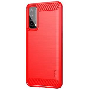 Voor Huawei P Smart 2021 / Y7A MOFI Gentleness Series Brushed Texture Carbon Fiber Soft TPU Case (Rood)