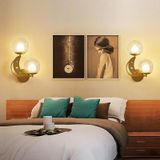 Slaapkamer Bedside Wall Lamp Indoor Achtergrond Wandlamp Tri-color Licht (6080 Golden Left)