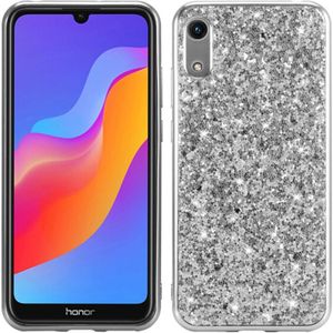 Glitter poeder schokbestendig TPU Case voor Huawei Honor Play 8A (zilver)