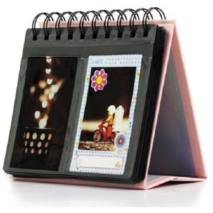 Kalender stijl bureaublad permanent merknaam map Mini Desk 3 inch 68 Foto's album boek (roze)