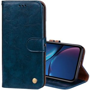 Business stijl olie Wax textuur horizontale Flip lederen case voor iPhone XR  met houder & kaartsleuven & portemonnee (blauw)
