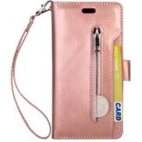 Samsung Galaxy S10+ Multifunctionele Rits Horizontale Flip Lederen Case met Holder & Wallet & 9 Card Slots & Lanyard(Rose Gold)