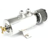 Aluminium Verbijsterde Olie Catch Can Breather Kan met Drain Valve en Filter 2 Poorten AN10 Olie Koelvloeistof Brandstof Overloop Tank  Capaciteit: 750ML (Zilver)