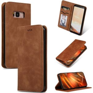 Retro huid feel Business magnetische horizontale Flip lederen case voor Samsung Galaxy S8 (bruin)