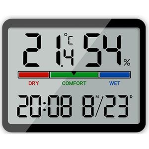 Magnetische LCD digitale wekker Groot scherm met temperatuur-vochtigheidsweergave (8280 zwart)
