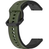 Voor Samsung Gear S3 Frontier 22 mm bolle lus tweekleurige siliconen horlogeband (donkergroen + zwart)